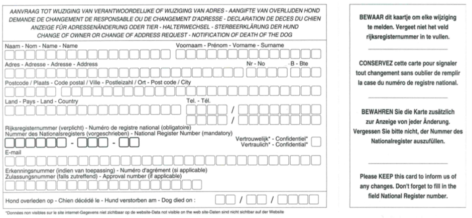 Aanvraag voor verandering van verantwoordelijke of adresverandering - Aangifte van overlijden